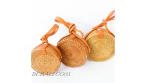 Wholesale circle rattan bags sets of three leather sling bag